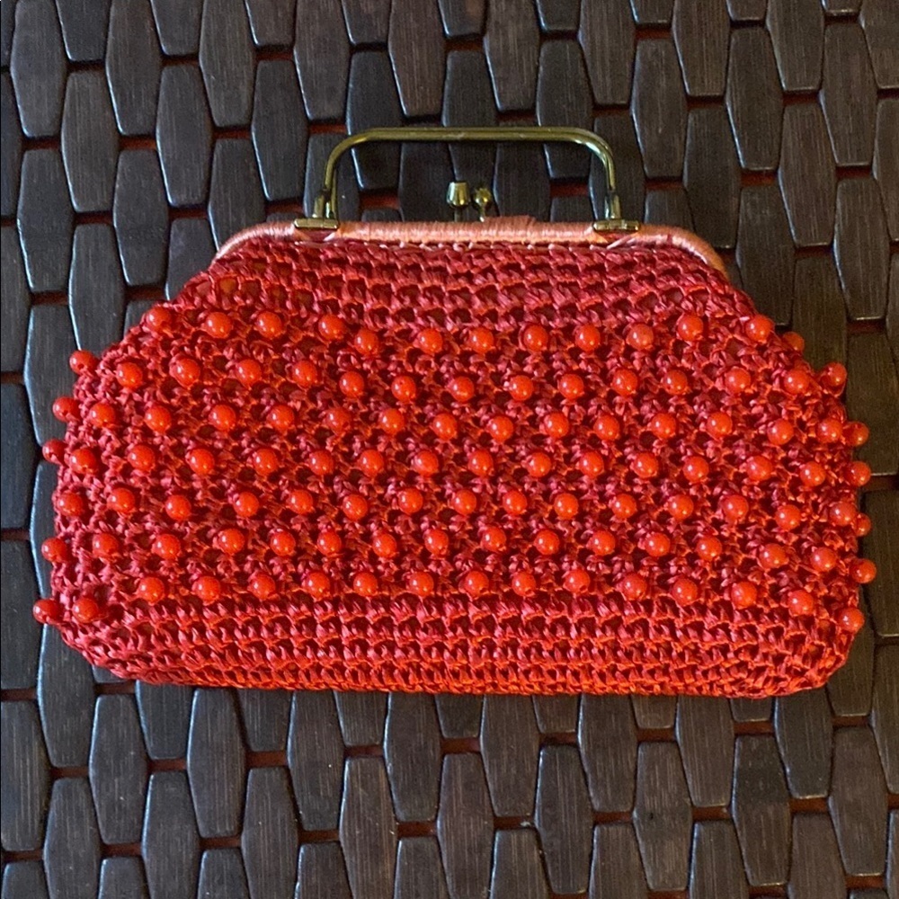Lewis Imports Elegant Red Beaded Clutch - Picture 2 of 5